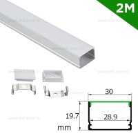 PROFILE ALUMINIU APLICATE, Black Friday - Profil Aluminiu Aplicat Dispersor Mat 2M 28.9MM, LED-Zone.ro