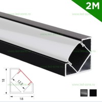 PROFILE BANDA LED, Profil Aluminiu Aplicat 90 Grade Dispersor Alb Convex 2M 12.5MM, LED-Zone.ro
