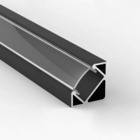 PROFILE ALUMINIU APLICATE, Black Friday - Profil Aluminiu Aplicat Negru 90 Grade Dispersor Negru 2M 12.5MM, LED-Zone.ro