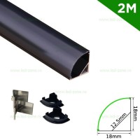 PROFILE ALUMINIU APLICATE, Black Friday - Profil Aluminiu Aplicat Negru 90 Grade Dispersor Negru Convex 2M 12.5MM, LED-Zone.ro