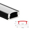 Profil Aluminiu Aplicat Negru Dispersor Alb 2M 12.4MM