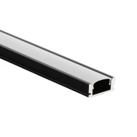 PROFILE BANDA LED, Profil Aluminiu Aplicat Negru Dispersor Alb 2M 12.4MM, LED-Zone.ro