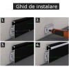Profil Aluminiu Aplicat Negru Dispersor Alb 2M 14.3MM Plinta