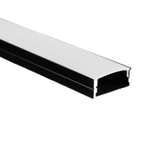 PROFILE ALUMINIU APLICATE, Black Friday - Profil Aluminiu Aplicat Negru Dispersor Alb 2M 21MM, LED-Zone.ro