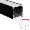 Profil Aluminiu Aplicat Negru Dispersor Alb 2M 32MM