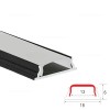 Profil Aluminiu Aplicat Negru Dispersor Alb 2M Flexibil 13MM 