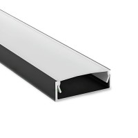 PROFILE ALUMINIU APLICATE, Black Friday - Profil Aluminiu Aplicat Negru Dispersor Alb 2M 27MM, LED-Zone.ro