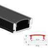 Profil Aluminiu Aplicat Negru Dispersor Negru 2M 12.4MM