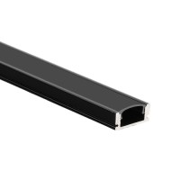 PROFILE BANDA LED, Profil Aluminiu Aplicat Negru Dispersor Negru 2M 12.4MM, LED-Zone.ro