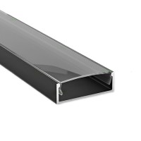 PROFILE ALUMINIU APLICATE, Black Friday - Profil Aluminiu Aplicat Negru Dispersor Negru 2M 27MM, LED-Zone.ro