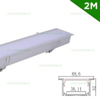 PROFILE BANDA LED - Reduceri Profil Aluminiu Incastrat Dispersor Mat 2M 38MM Promotie