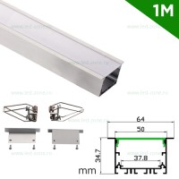 PROFILE BANDA LED - Reduceri Profil Aluminiu Incastrat Dispersor Mat Clipsuri 1M 37.8MM Promotie