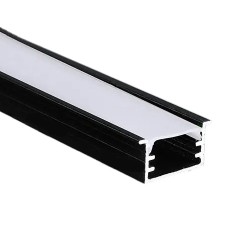 Profil Aluminiu Incastrat Negru Dispersor Alb 2M 12MM