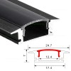 Profil Aluminiu Incastrat Negru Dispersor Negru 2M 12.4MM