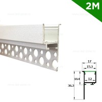 PROFILE BANDA LED, Profil Aluminiu Incastrat Sub Tencuiala 2M 12MM LZ4253, LED-Zone.ro