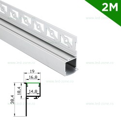 Profil Aluminiu Incastrat Sub Tencuiala 2M 14.8MM LZ4253