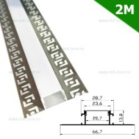 PROFILE BANDA LED, Profil Aluminiu Incastrat Sub Tencuiala 2M 20.7MM LZ1362, LED-Zone.ro