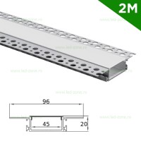 PROFILE SUB TENCUIALA, Black Friday - Profil Aluminiu Incastrat Sub Tencuiala 2M 45MM LZ3600, LED-Zone.ro