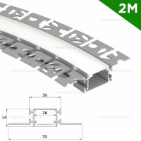 PROFILE BANDA LED - Reduceri Profil Aluminiu Inastrat Sub Tencuiala 2M Flexibil 2 Directii 26MM Promotie
