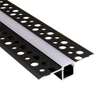 PROFILE BANDA LED, Profil Aluminiu Incastrat Sub Tencuiala Negru Dispersor Alb 2M 12.7MM, LED-Zone.ro