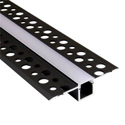 Profil Aluminiu Incastrat Sub Tencuiala Negru Dispersor Alb 2M 12.7MM