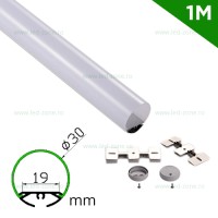 PROFILE BANDA LED - Reduceri Profil Aluminiu Suspendat Dispersor Mat Cilindru 1M 19MM Promotie