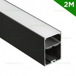 Profil Aluminiu Suspendat Negru Dispersor Alb 2M 32MM