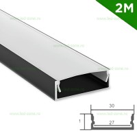 PROFILE BANDA LED - Reduceri Profil Aluminiu Aplicat Negru Dispersor Mat 2M 27MM Promotie