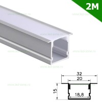 PROFILE ALUMINIU INCASTRATE - Reduceri Profil Aluminiu Incastrat Dispersor Mat 2M 18.8MM LZ9944 Promotie