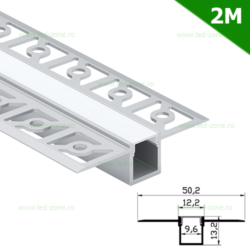 Skillful Wide range mix Profil Aluminiu Incastrat Sub Tencuiala 2M 9.6MM LZ9938 - LED Zone -  Magazin Online