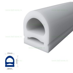 Profil Flexibil Aplicat Silicon Mat Semirotund 15x15mm