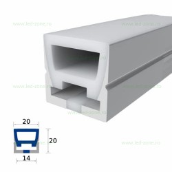 Profil Flexibil Aplicat Silicon Mat 20x20mm 