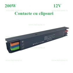 Sursa Alimentare Banda LED 12V 200W Slim Aluminiu si Clipsuri
