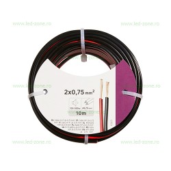 Conductor Electric 2x0.75mm Rosu Negru Rola 10 Metri
