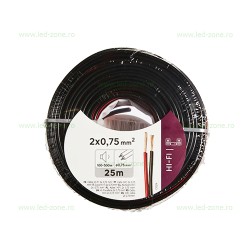 Conductor Electric 2x0.75mm Rosu Negru Rola 25 Metri