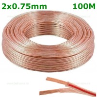 ACCESORII BANDA LED, Conductor Electric 2x0.75mm Transparent Rola 100 Metri, LED-Zone.ro