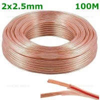 ACCESORII BANDA LED, Conductor Electric 2x2.5mm Transparent Rola 100 Metri, LED-Zone.ro