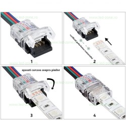 Conector Alimentare 4 Pini IP44 Banda LED SMD 5050 RGB