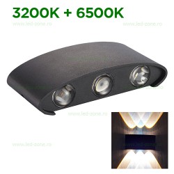 Aplica LED 2x3W Exterior Negru LZ2056-6 Alb Cald + Alb Rece