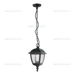 Felinar Iluminat Exterior Suspendat Negru PAUL