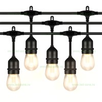 ILUMINAT EXTERIOR LED, Ghirlanda 20M cu 40 Fasunguri E27 IP65 Suspendate, LED-Zone.ro