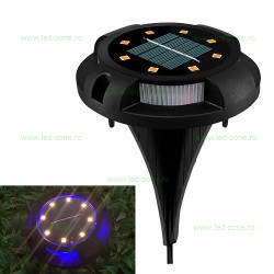 Lampa LED Gradina Solara Alb cu Albastru Set 4 Bucati