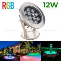 ILUMINAT EXTERIOR LED, Spot LED Exterior 12W Rotund RGB 12V Submersibil, LED-Zone.ro