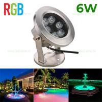 ILUMINAT EXTERIOR LED, Spot LED Exterior 6W Rotund RGB 12V Submersibil, LED-Zone.ro