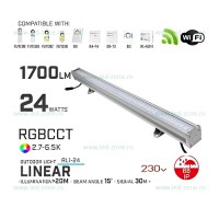 PROIECTOARE LED LINIARE, Black Friday - Proiector LED 24W 220V Smart Liniar RGB CCT, LED-Zone.ro
