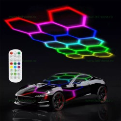 Set 14 Hexagoane LED Honeycomb RGB Digitale Tuburi 440mm