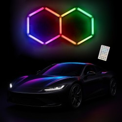 Set 2 Hexagoane LED Honeycomb RGB Digital Tuburi 440mm