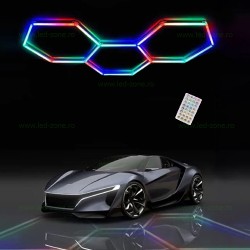 Set 3 Hexagoane LED Honeycomb RGB Digitale Tuburi 460mm