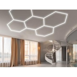 Set 5 Hexagoane LED Honeycomb 200W Tuburi 440mm 3 Trepte Lumina
