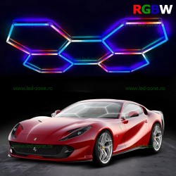 Set 5 Hexagoane LED Honeycomb RGBW Digitale Tuburi 440mm